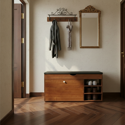Шкаф за обувки с тапицирана седалка